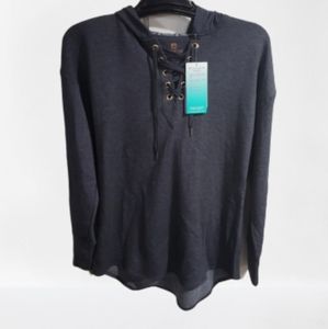 Gray Hoodie Sweatshirt Lace Front